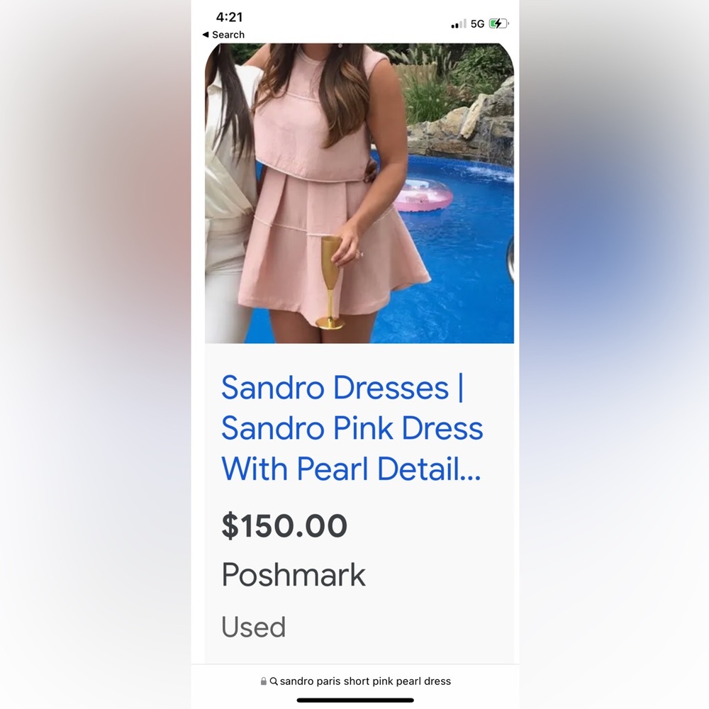 Sandro pink 2 in 1 beaded pearl dress